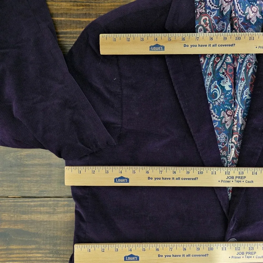 Alan‎ Flusser Men's Sport Coat Blazer Two Button Dark Purple Corduroy Cotton XXL